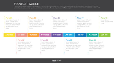 project timeline Infographic template for business.  Months modern Timeline diagram calendar with presentation vector infographic.