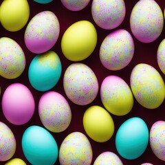 Fototapeta na wymiar Easter eggs seamless background in pale colors, generative ai