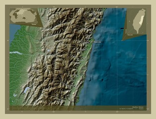 Hualien, Taiwan. Labelled points of cities