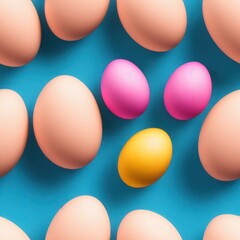 Easter eggs seamless background in pale colors, generative ai