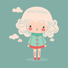 Kawaii girl cartoon style vector illustration