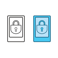 phone lock logo icon illustration colorful and outline