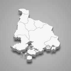 3d isometric map of Valle is a province of Honduras