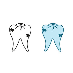 caries tooth logo icon illustration colorful and outline