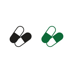 drugs tablet capsule logo icon illustration colorful and outline
