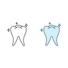 shiny tooth logo icon illustration colorful and outline