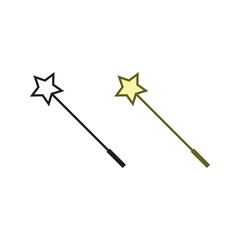 magic star stick logo icon illustration colorful and outline