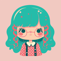 Kawaii girl cartoon style vector illustration