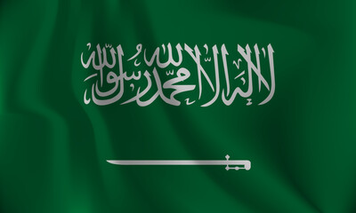 Flag of the Kingdom of Saudi Arabia, with a wavy effect due to the wind.