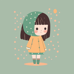 Kawaii girl cartoon style vector illustration