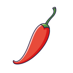 Cute chili pepper cartoon icon illustration. Food vegetable flat icon concept isolated