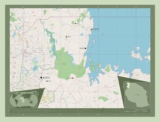 Kagera, Tanzania. OSM. Labelled points of cities