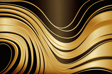 Luxury golden wavy line art wallpaper