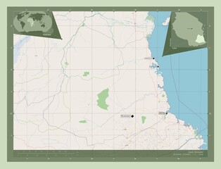 Lindi, Tanzania. OSM. Labelled points of cities