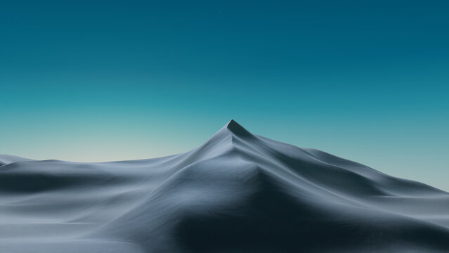 Morning Landscape, with Desert Sand Dunes. Beautiful Modern Wallpaper with Turquoise Gradient Sky