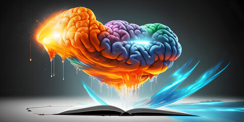 magic book with brain