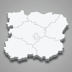 3d isometric map of Siauliai county is a region of Lithuania
