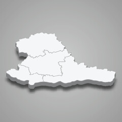 3d isometric map of Taurage county is a region of Lithuania