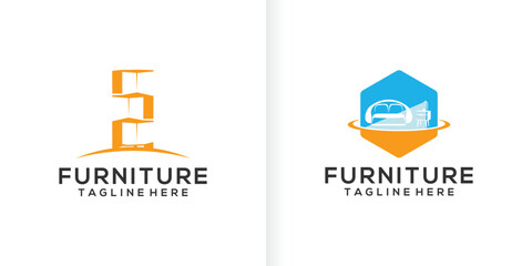 Furniture and interior design logo concept collection