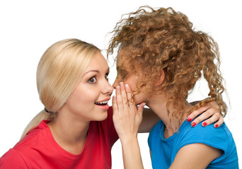 Portrait of Two Girlfriends , Sisters Gossiping