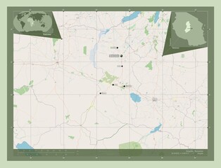 Fototapeta premium Singida, Tanzania. OSM. Labelled points of cities