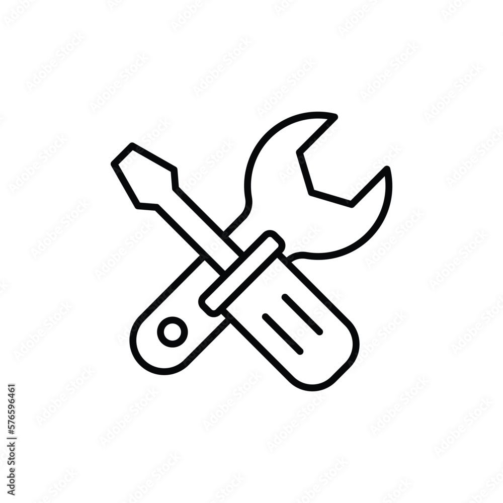 Aufkleber screwdriver icon illustration with wrench. icon related to tool. outline icon style. simple vector d