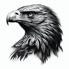 black and white eagle head vector Illustration
