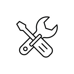 Screwdriver icon illustration with wrench. icon related to tool. outline icon style. Simple vector design editable