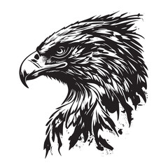 black and white eagle head vector Illustration