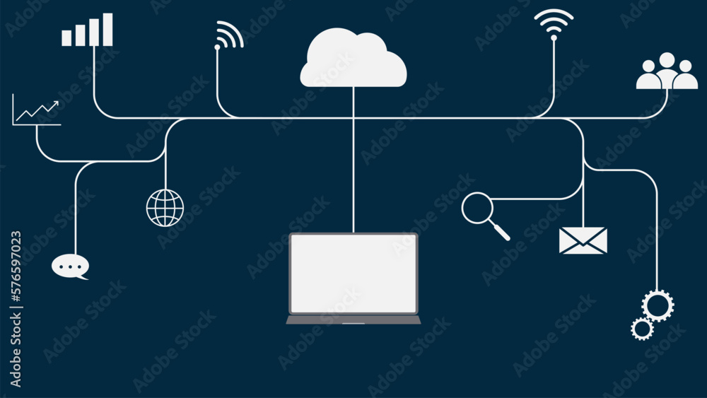 Aufkleber internet network connection with social media communication concept.