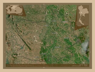 Chai Nat, Thailand. Low-res satellite. Labelled points of cities