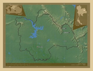 Kalasin, Thailand. Physical. Labelled points of cities