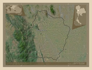 Kamphaeng Phet, Thailand. High-res satellite. Labelled points of cities