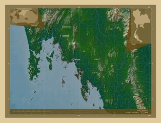 Krabi, Thailand. Physical. Labelled points of cities