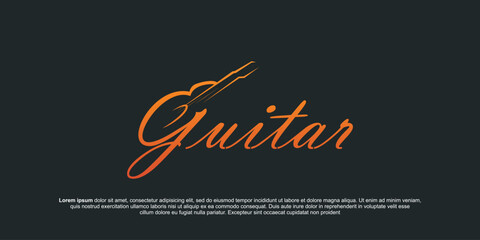 Guitar logo Design Vector Stock Illustration . Guitar Shop Logo . Rock music festival logo