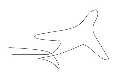Plane continuous line vector illustration