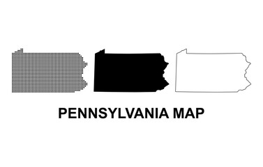 Set of Pennsylvania map, united states of america. Flat concept symbol vector illustration