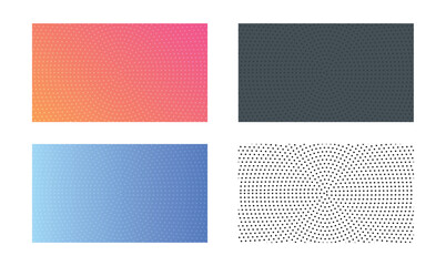 Set of Halftone circle texture background, grid abstract vector illustration