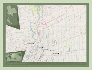 Pathum Thani, Thailand. OSM. Labelled points of cities