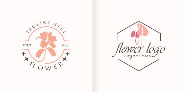 Flower Collection Abstract logo Beauty Spa Salon Cosmetic brand Linear Style