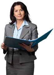 Female finance advisor holding folder
