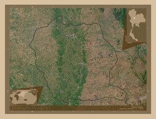 Phichit, Thailand. Low-res satellite. Labelled points of cities