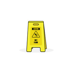Wet floor sign board isolated vector graphics