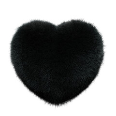 black heart Fur 3D element render, Typography fluffy style