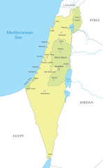 Political map of Israel with national borders