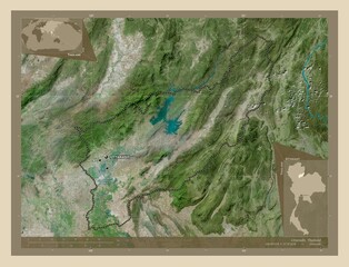 Uttaradit, Thailand. High-res satellite. Labelled points of cities