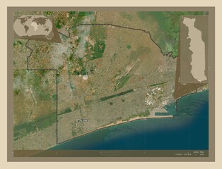 Lome, Togo. High-res satellite. Labelled points of cities