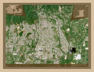 Arima, Trinidad and Tobago. Low-res satellite. Labelled points of cities