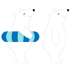 笑顔のシロクマ／浮き輪を付けたシロクマ　イラストセット