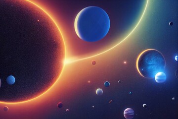 Obraz na płótnie Canvas cute miniature solar system planets in space, generative Ai